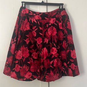 New York & Company // Red & Black Floral Bubble Skirt